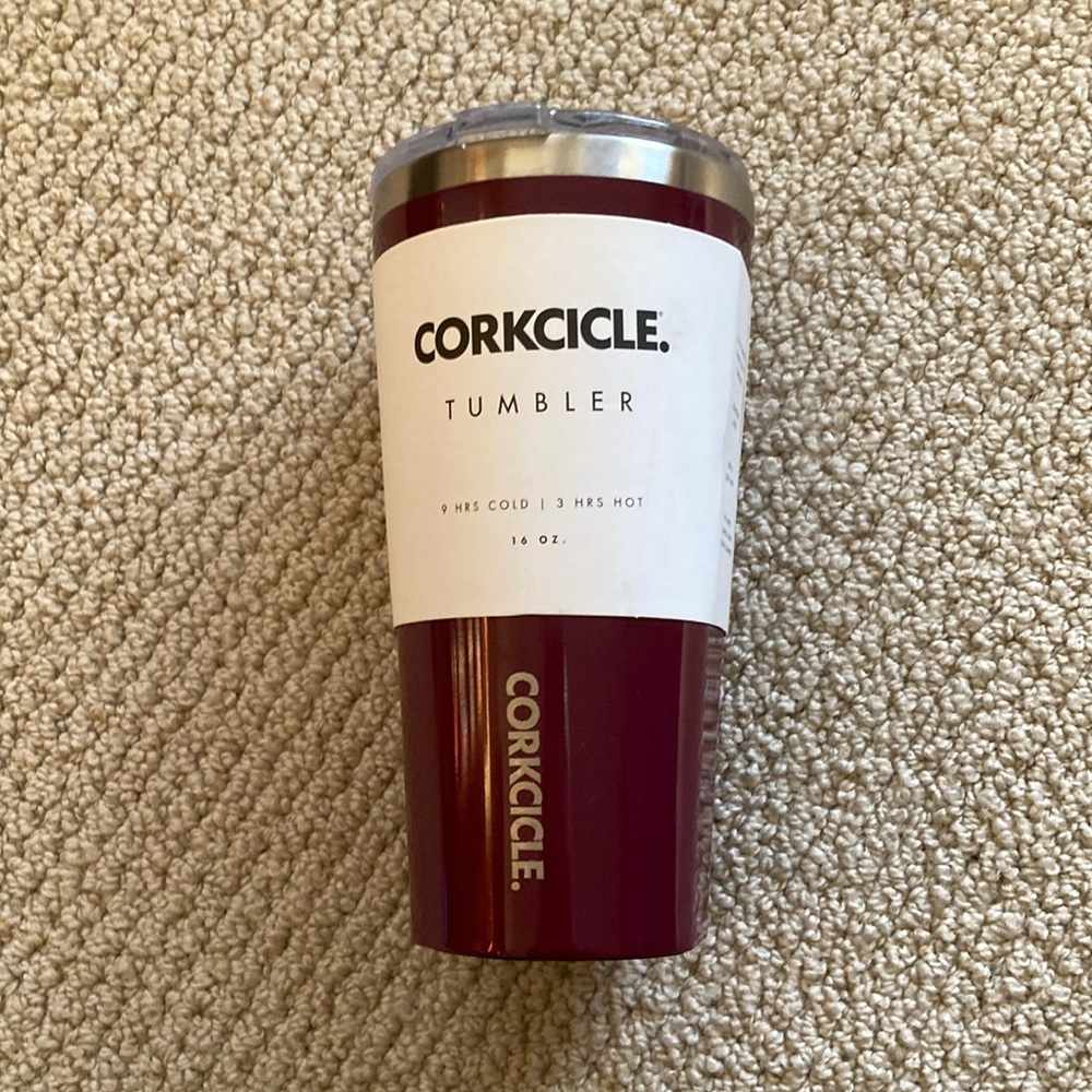 NEW Corkcicle Tumbler 16 oz Gloss Merlot Triple Insulated Travel Carrying Cup